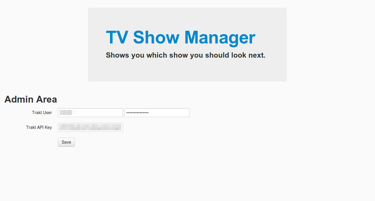 TV Show Manager - Admin Area - Screenshot